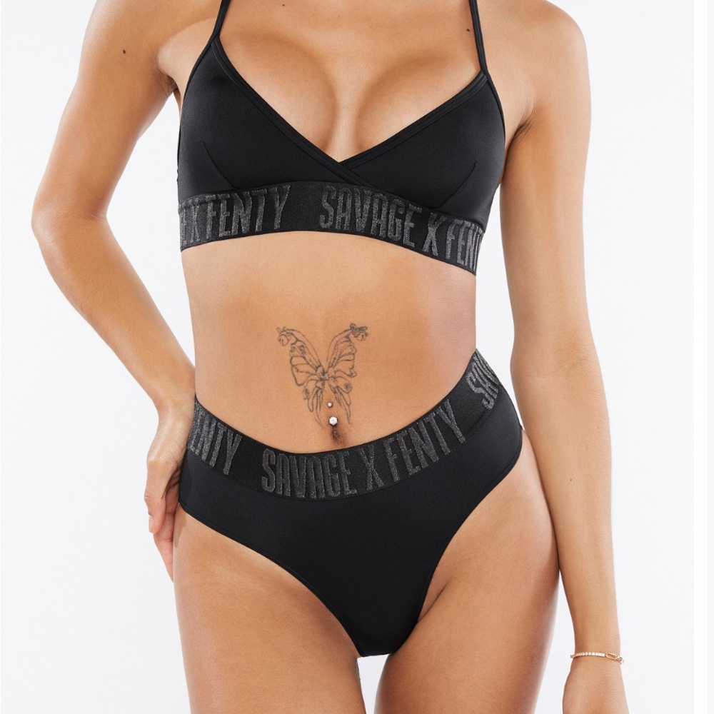 Savage X Fenty Forever Savage High Leg Bikini - Black Caviar